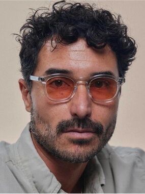 Johann Wolff Clear Frame Sunglasses with Deep Amber Lenses